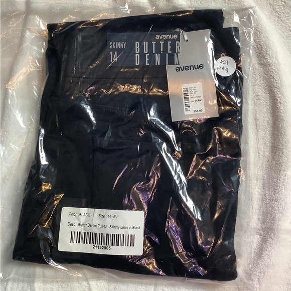 Nwt AVENUE Butter Denim Pull-On Skinny Jean Black Avg (P01) - Picture 4 of 5